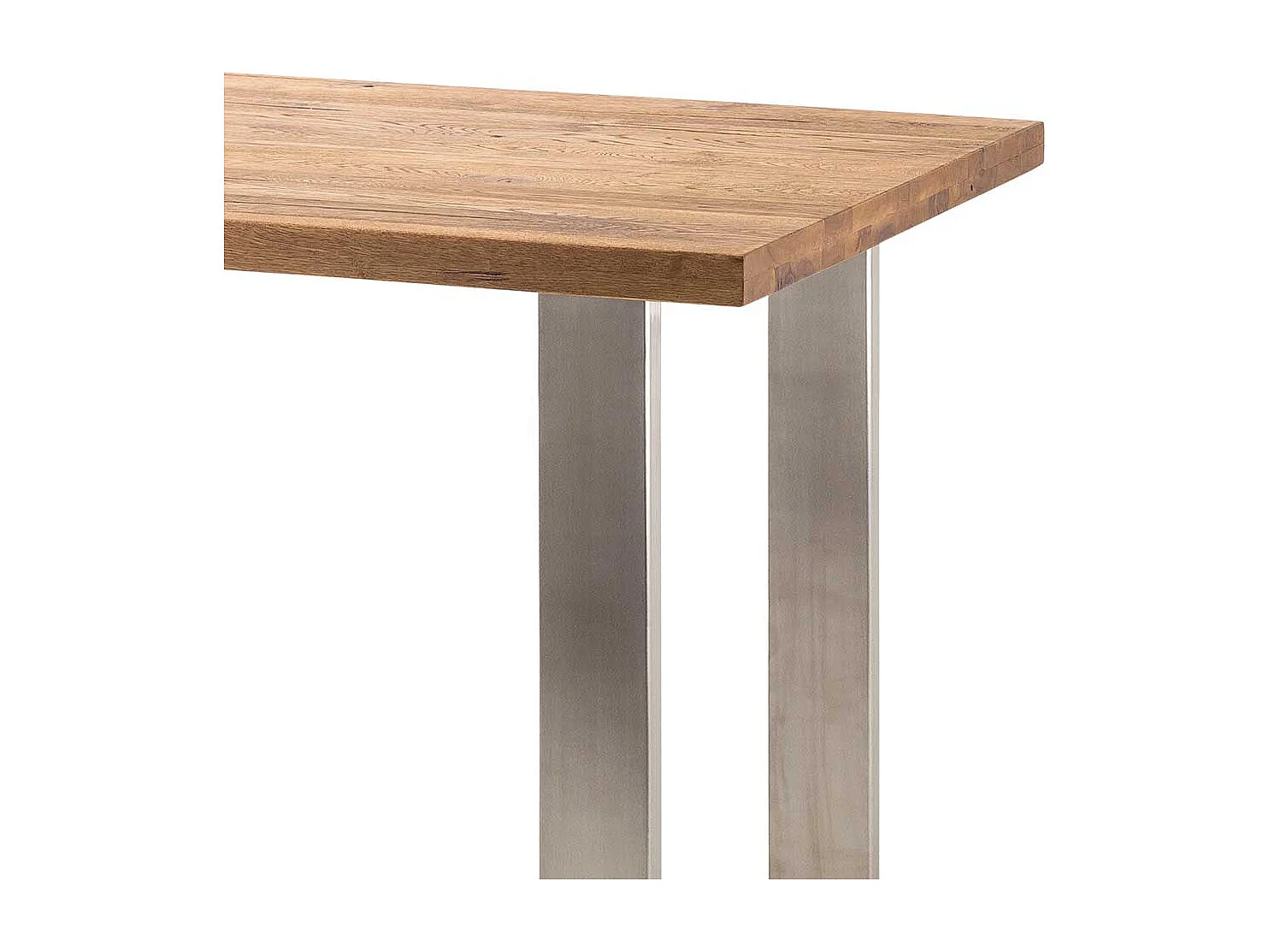 Echtholztisch aus Eiche Massivholz und Edelstahl 160 cm breit