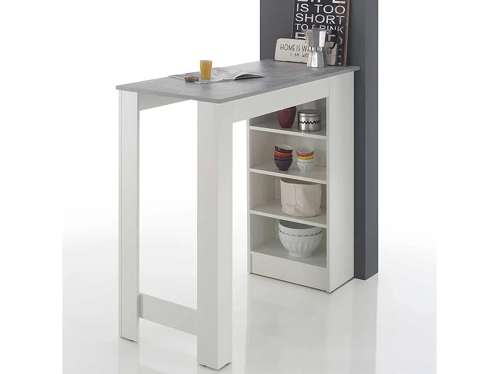 Bartisch in Weiß und Beton Optik melaminbeschichtet