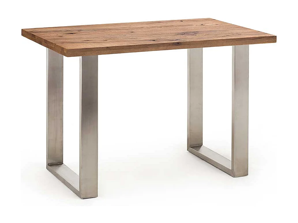 Bartisch aus Eiche Massivholz und Edelstahl 160 cm breit