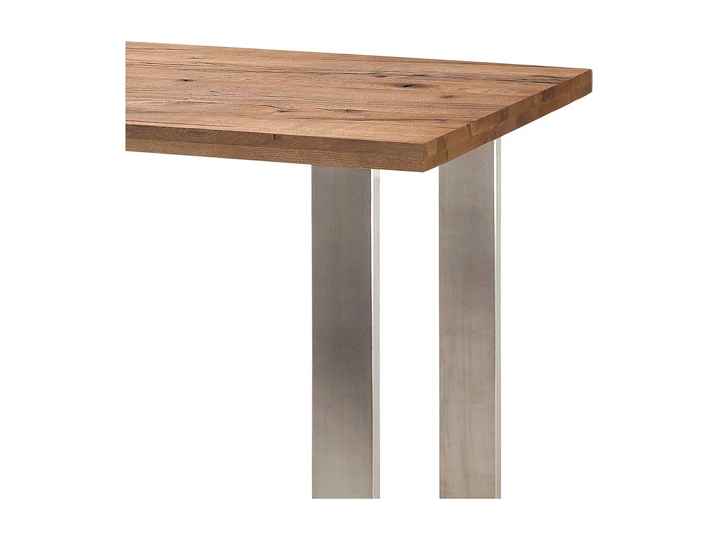 Bartisch aus Eiche Massivholz und Edelstahl 160 cm breit