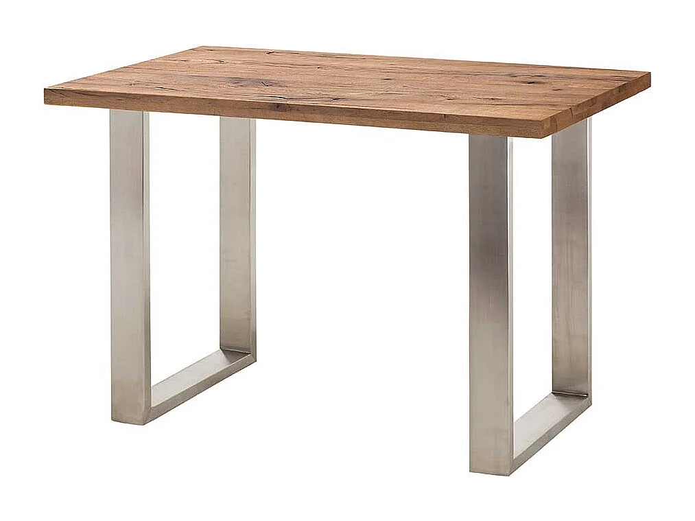 Bartisch aus Eiche Massivholz und Edelstahl 160 cm breit