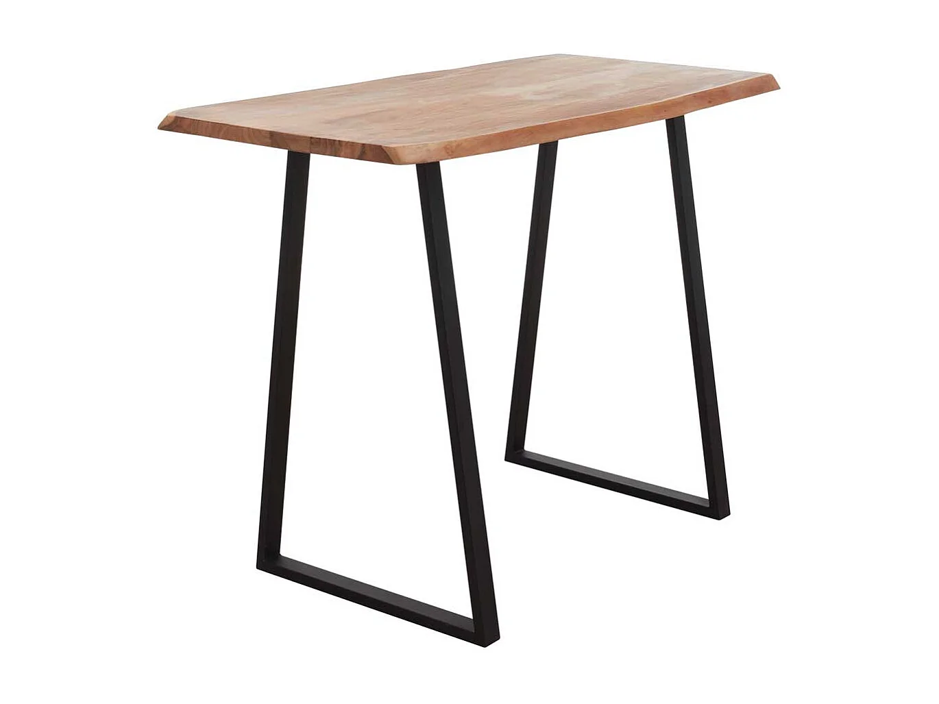 Rustikaler Bartisch aus Akazie Massivholz und Metall Bügelgestell