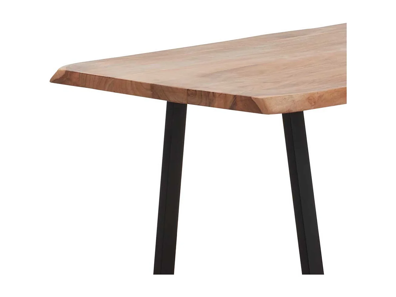 Rustikaler Bartisch aus Akazie Massivholz und Metall Bügelgestell