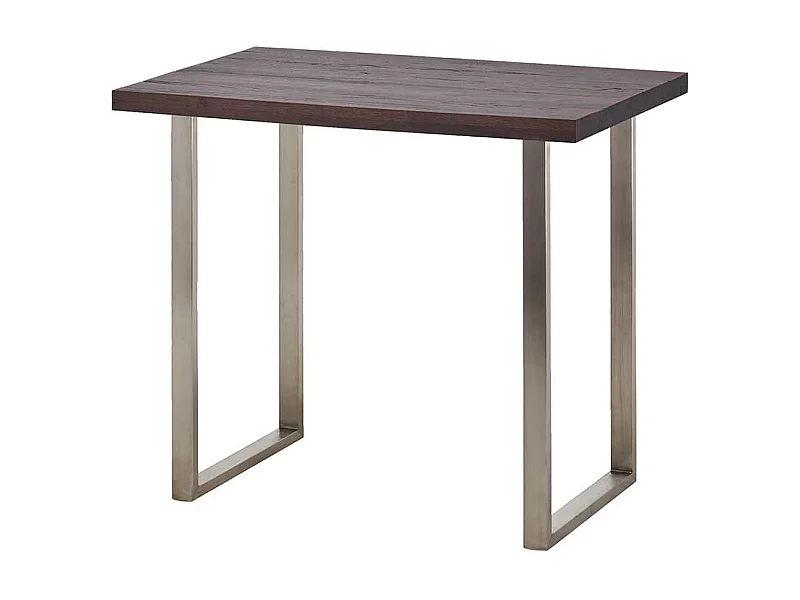 Bartisch aus Eiche Massivholz und Edelstahl Bügelgestell