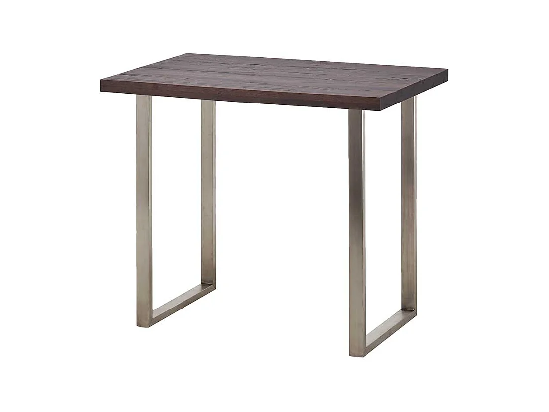 Bartisch aus Eiche Massivholz und Edelstahl Bügelgestell