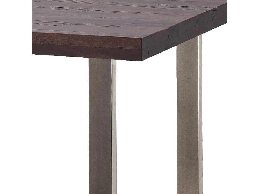 Bartisch aus Eiche Massivholz und Edelstahl Bügelgestell