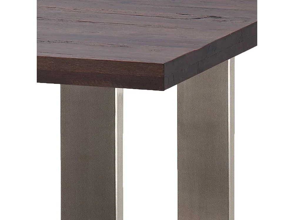 Massivholz Bartisch mit Bügelgestell Edelstahl Eiche verwittert