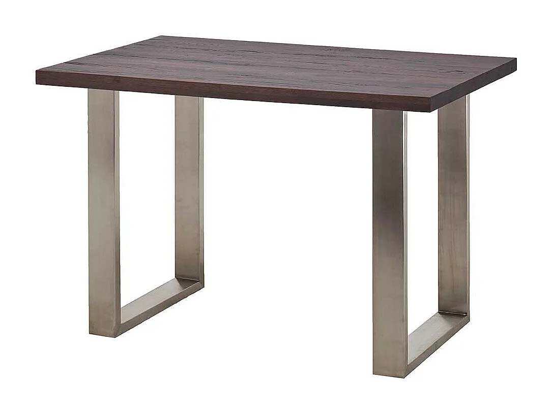 Massivholz Bartisch mit Bügelgestell Edelstahl Eiche verwittert