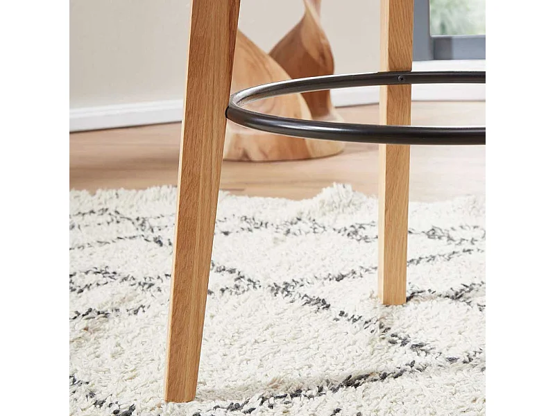 Stehtisch Skandi Stil in Weiß und Eichefarben 110 cm hoch