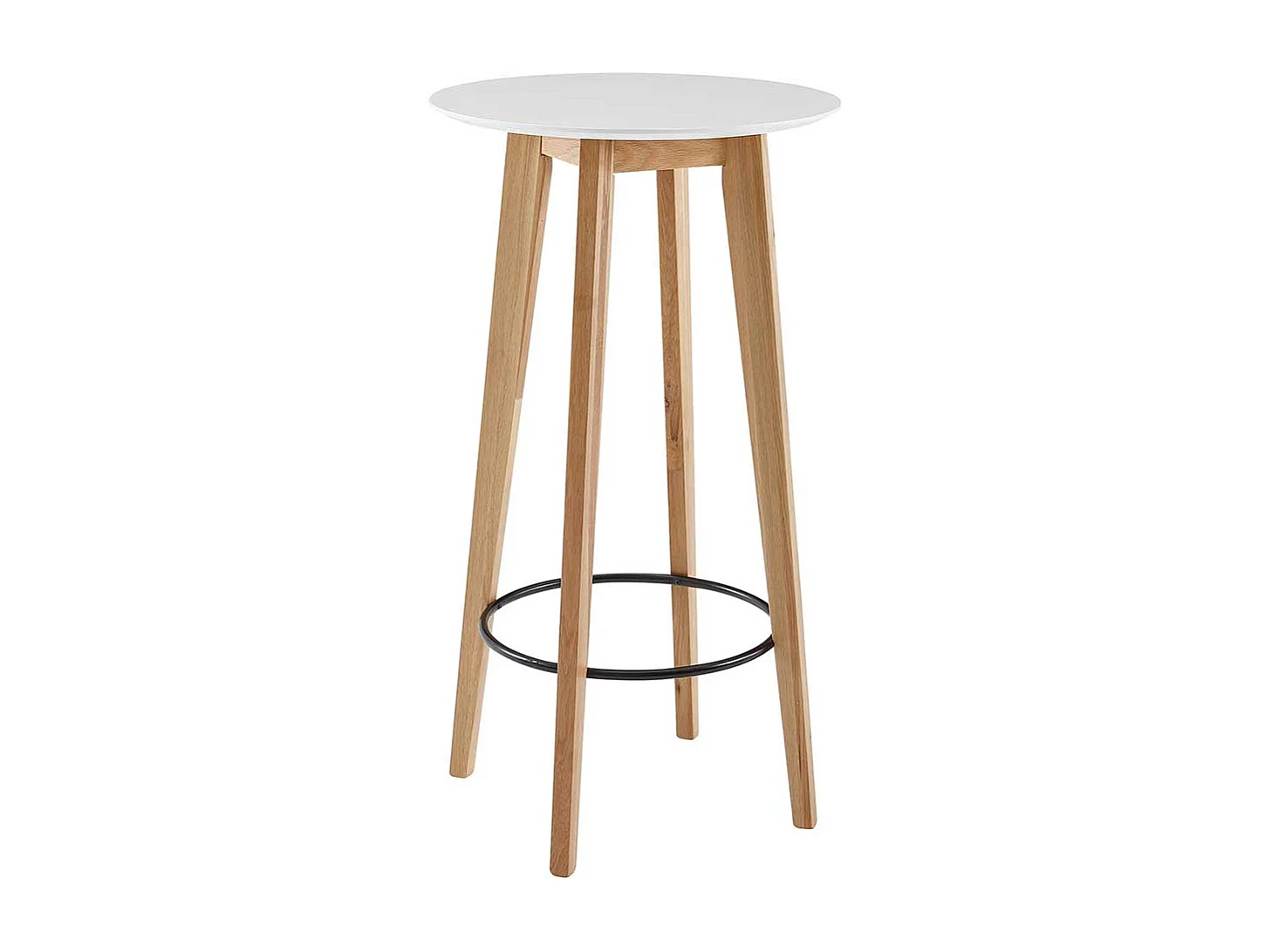 Stehtisch Skandi Stil in Weiß und Eichefarben 110 cm hoch