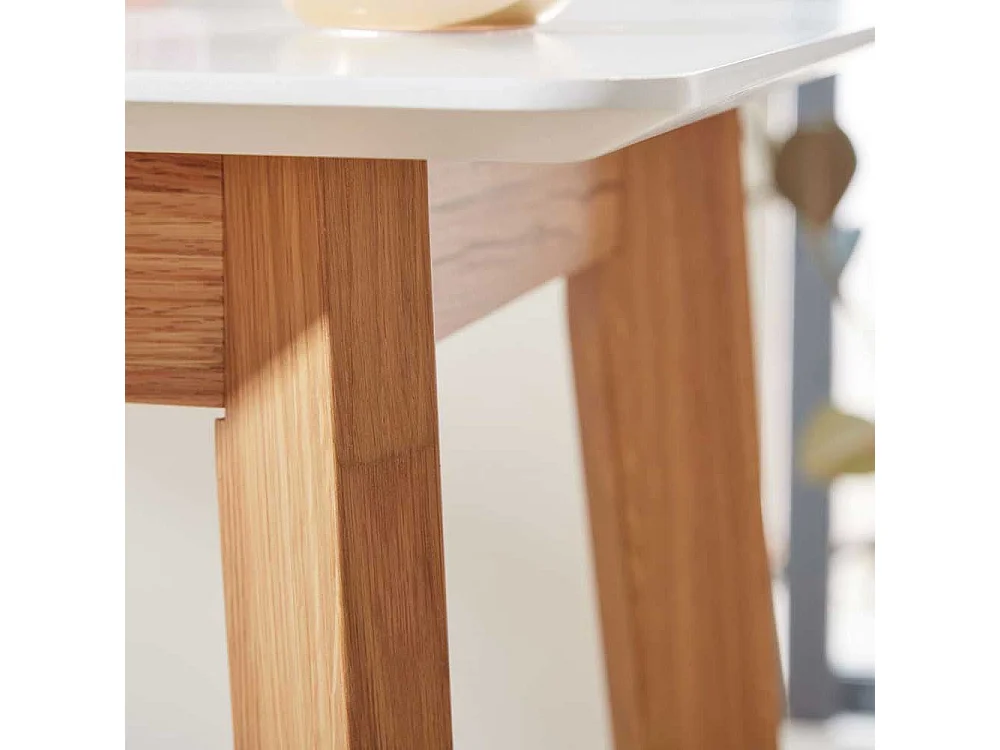 Partytisch Skandi Design in Weiß und Eiche 110 cm hoch