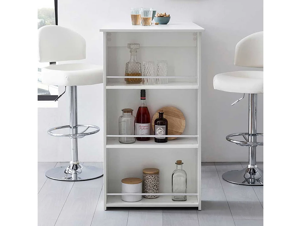 Küchen Bartisch weiß modern 120 cm breit mit Seitenregal
