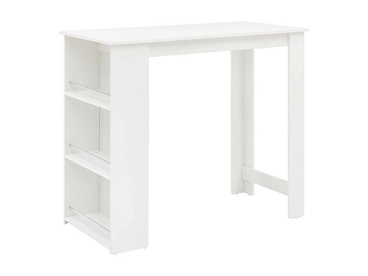 Küchen Bartisch weiß modern 120 cm breit mit Seitenregal