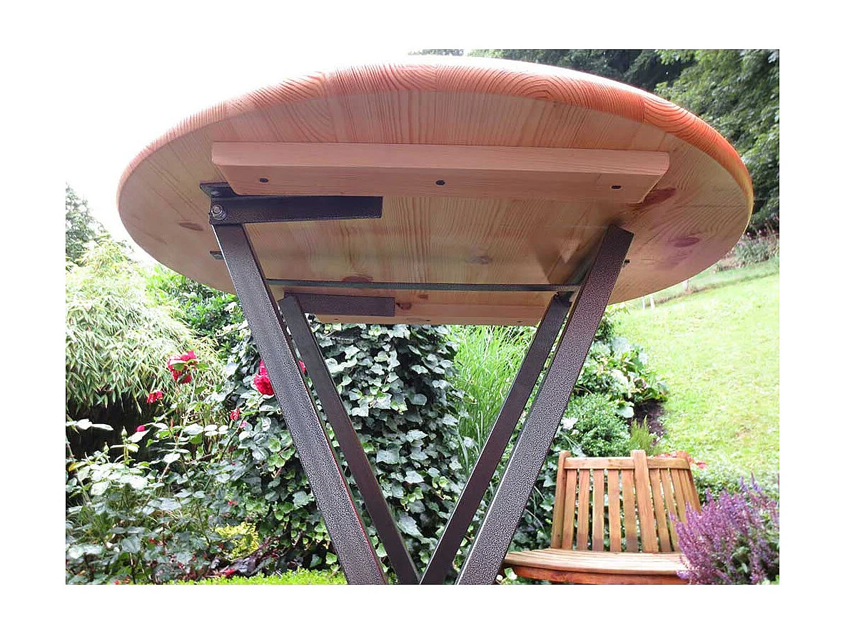 Klapptisch aus Kiefer Massivholz Rund