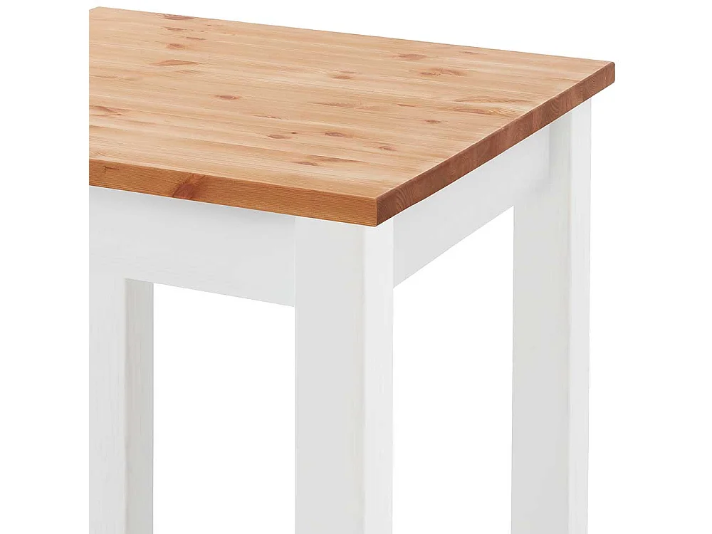 Massiver Bartisch Holz in Kieferfarben und Weiß 103 cm hoch
