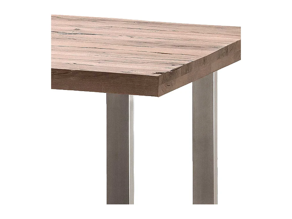 Holztischmassiv mit Edelstahl Bügelgestell Eiche Massivholz gekälkt