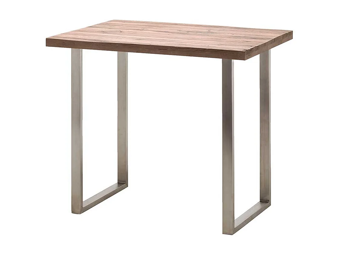 Holztischmassiv mit Edelstahl Bügelgestell Eiche Massivholz gekälkt