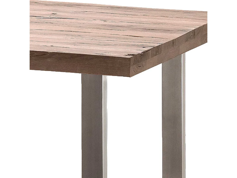 Holztischmassiv mit Edelstahl Bügelgestell Eiche Massivholz gekälkt