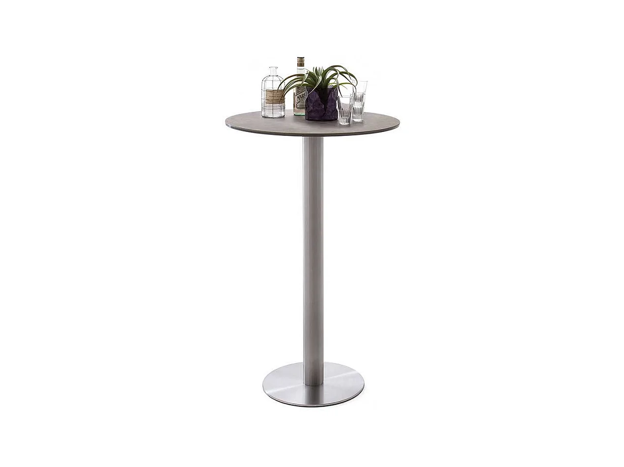 Runder Bartisch mit Keramik Glasplatte Edelstahl