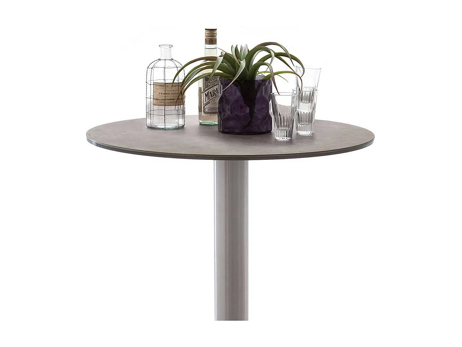 Runder Bartisch mit Keramik Glasplatte Edelstahl