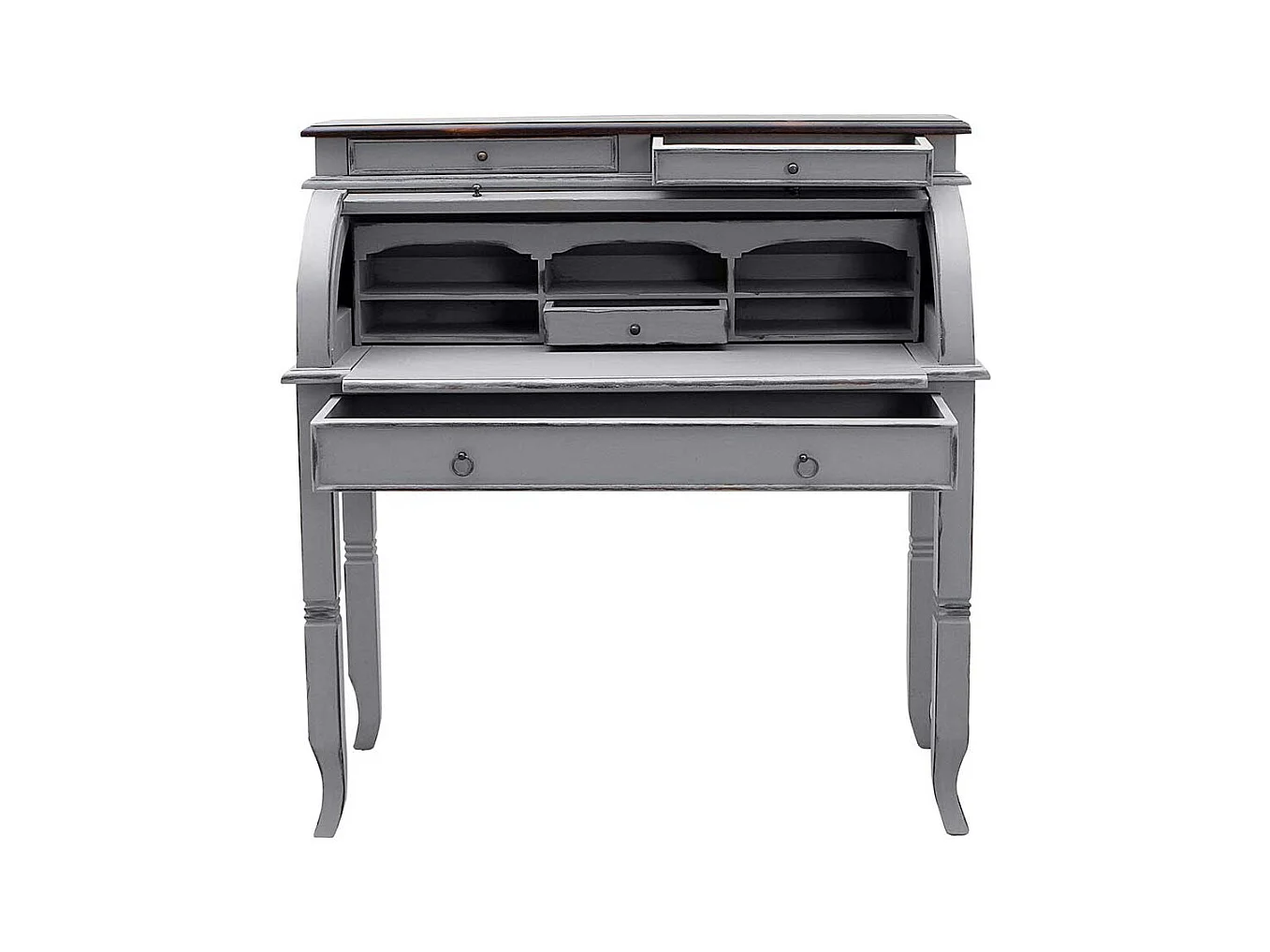 Sekretär in Grau und Dunkelbraun Jalousie