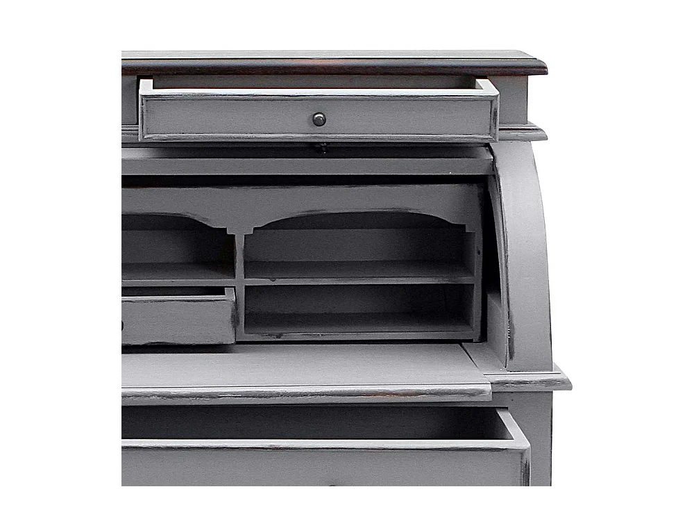 Sekretär in Grau und Dunkelbraun Jalousie