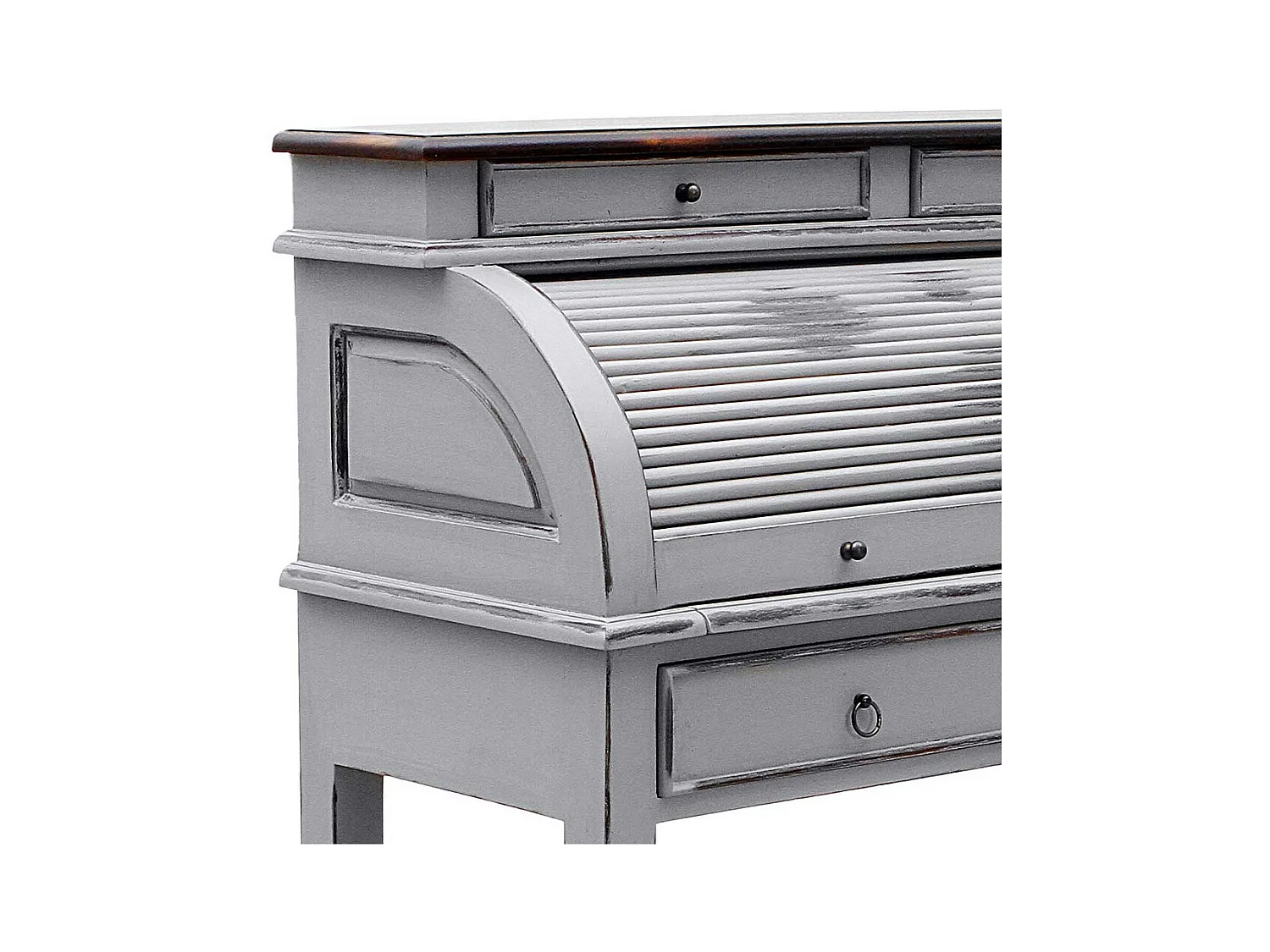 Sekretär in Grau und Dunkelbraun Jalousie