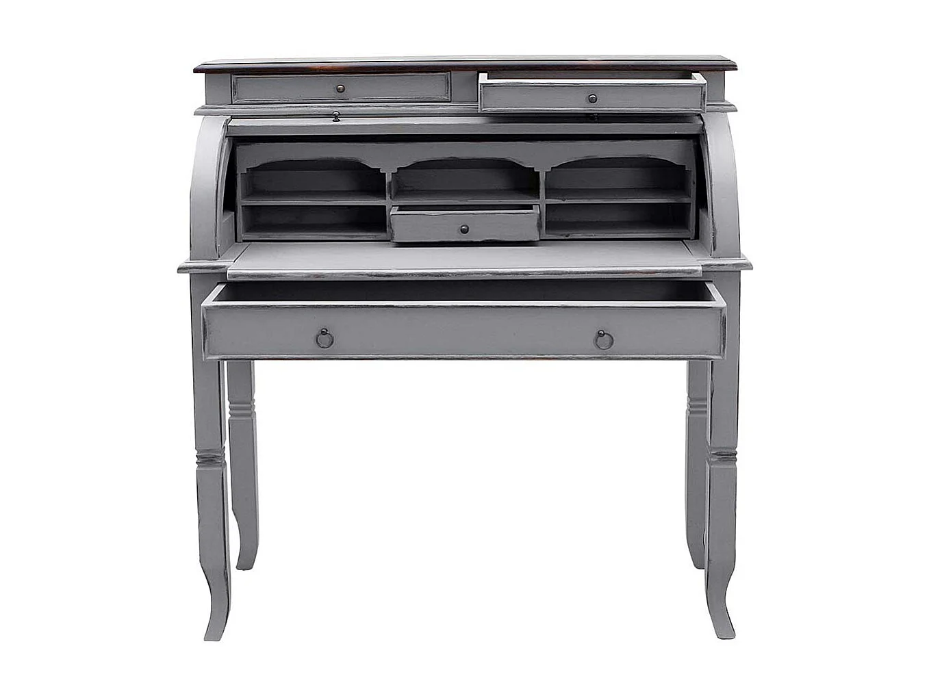 Sekretär in Grau und Dunkelbraun Jalousie