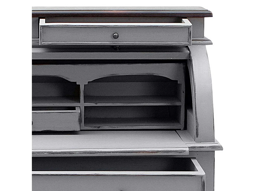 Sekretär in Grau und Dunkelbraun Jalousie