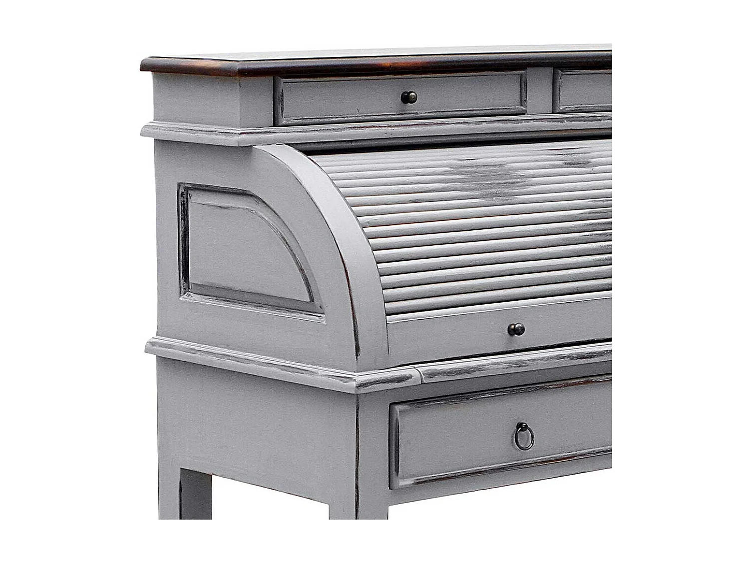 Sekretär in Grau und Dunkelbraun Jalousie