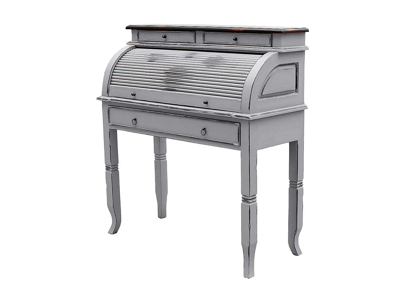 Sekretär in Grau und Dunkelbraun Jalousie