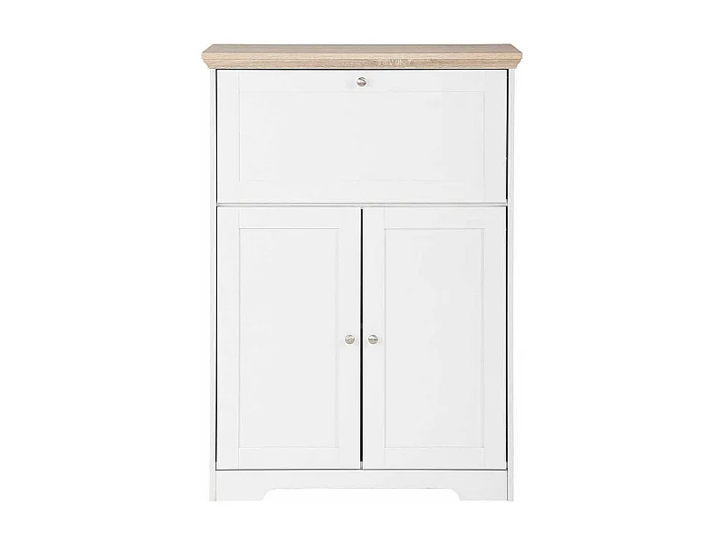 Landhaus Sekretär in Weiß und Eichefarben Türen