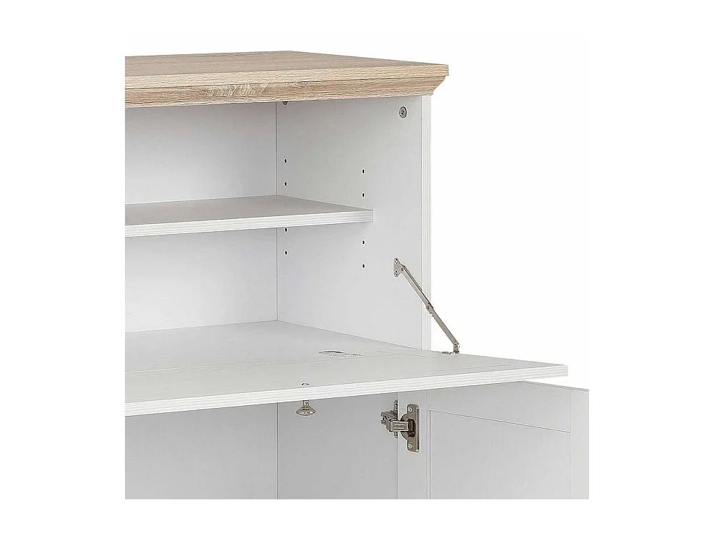 Landhaus Sekretär in Weiß und Eichefarben Türen