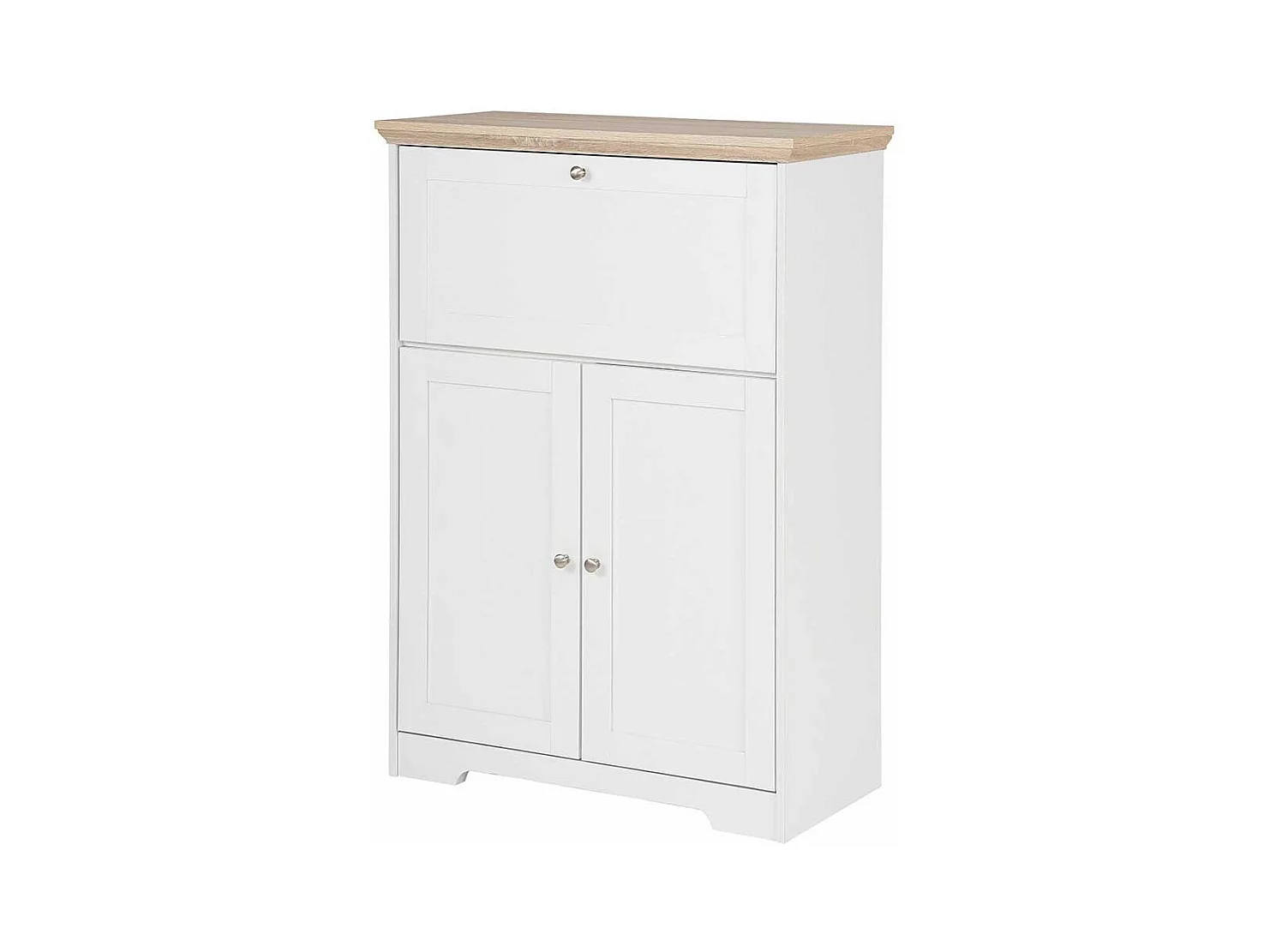 Landhaus Sekretär in Weiß und Eichefarben Türen