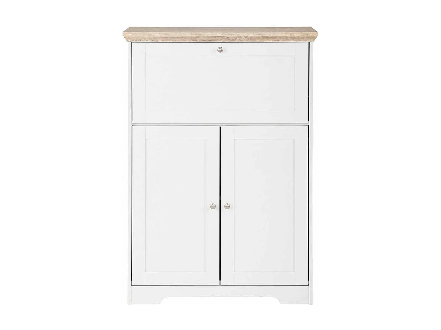 Landhaus Sekretär in Weiß und Eichefarben Türen