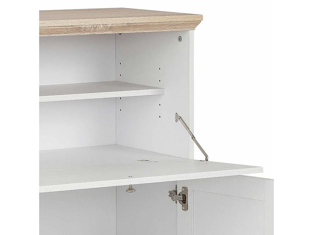 Landhaus Sekretär in Weiß und Eichefarben Türen