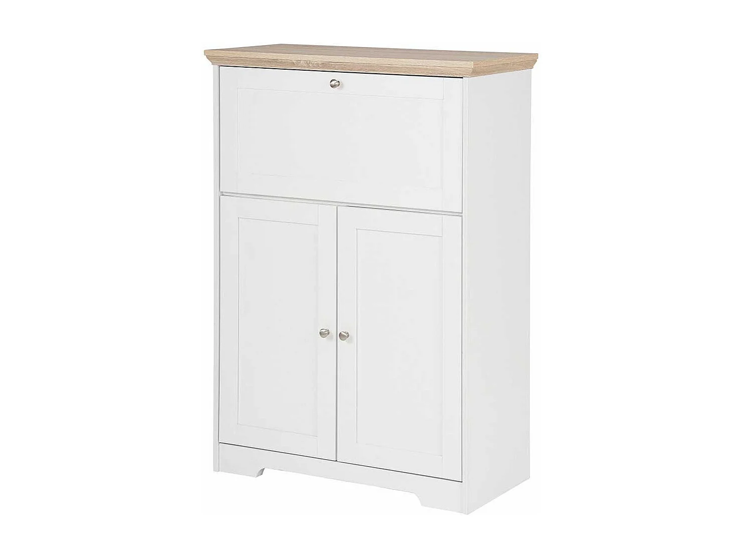 Landhaus Sekretär in Weiß und Eichefarben Türen