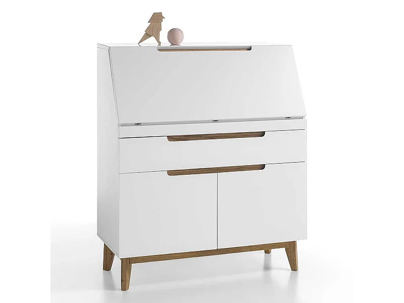 Kommode in Weiß Eiche als Sekretär