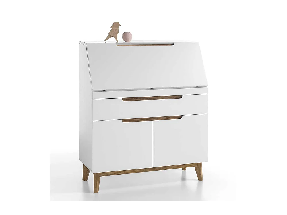 Kommode in Weiß Eiche als Sekretär