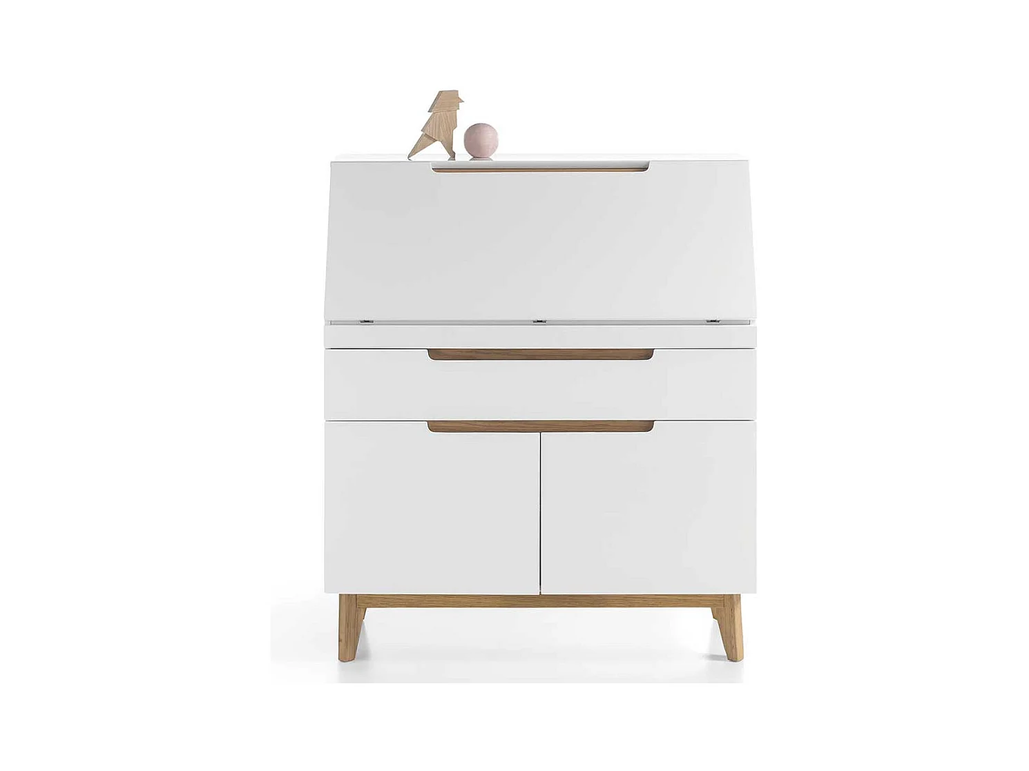 Kommode in Weiß Eiche als Sekretär