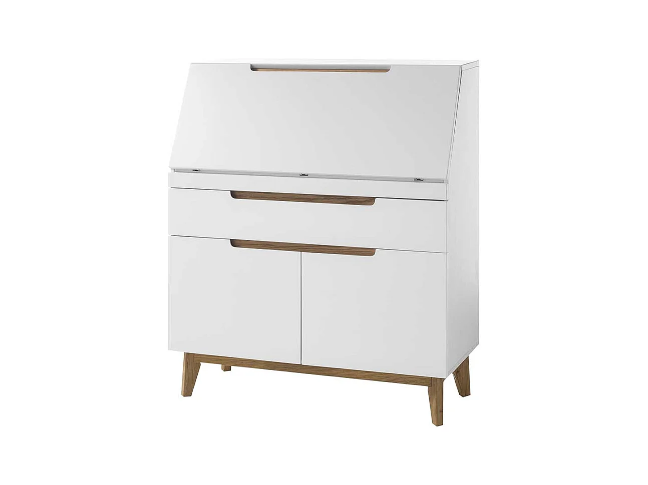 Kommode in Weiß Eiche als Sekretär