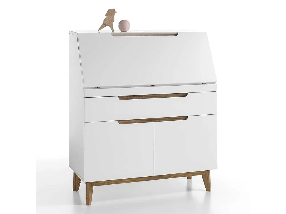 Kommode in Weiß Eiche als Sekretär