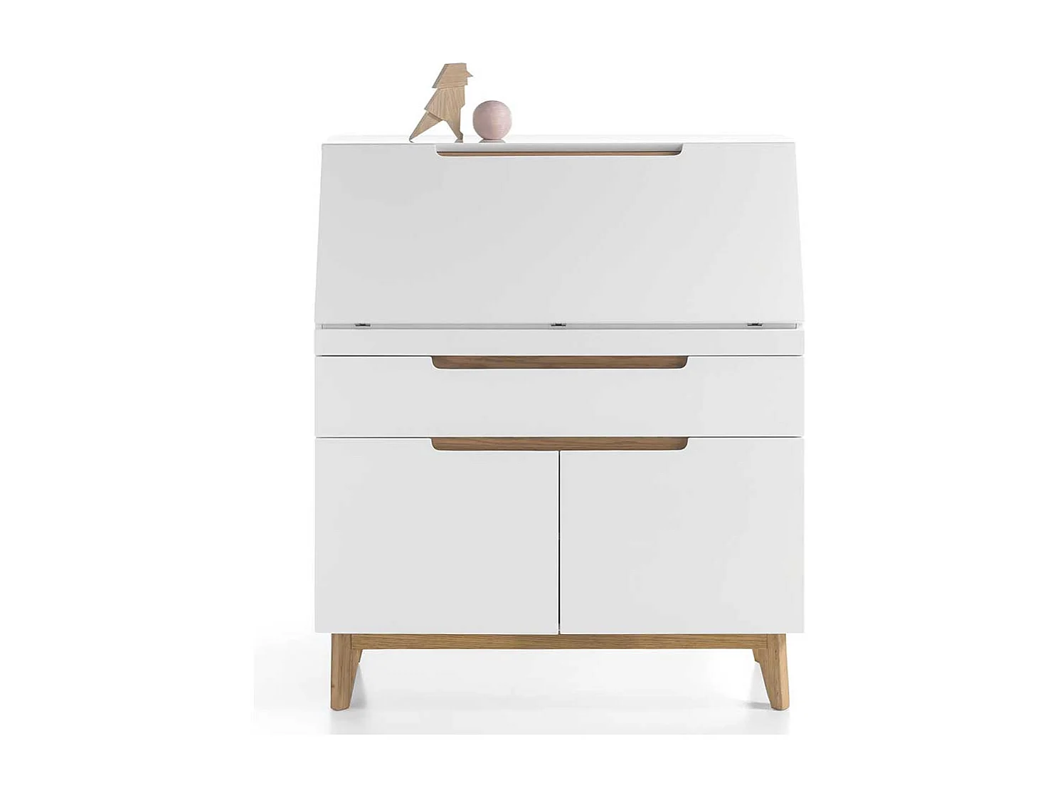 Kommode in Weiß Eiche als Sekretär