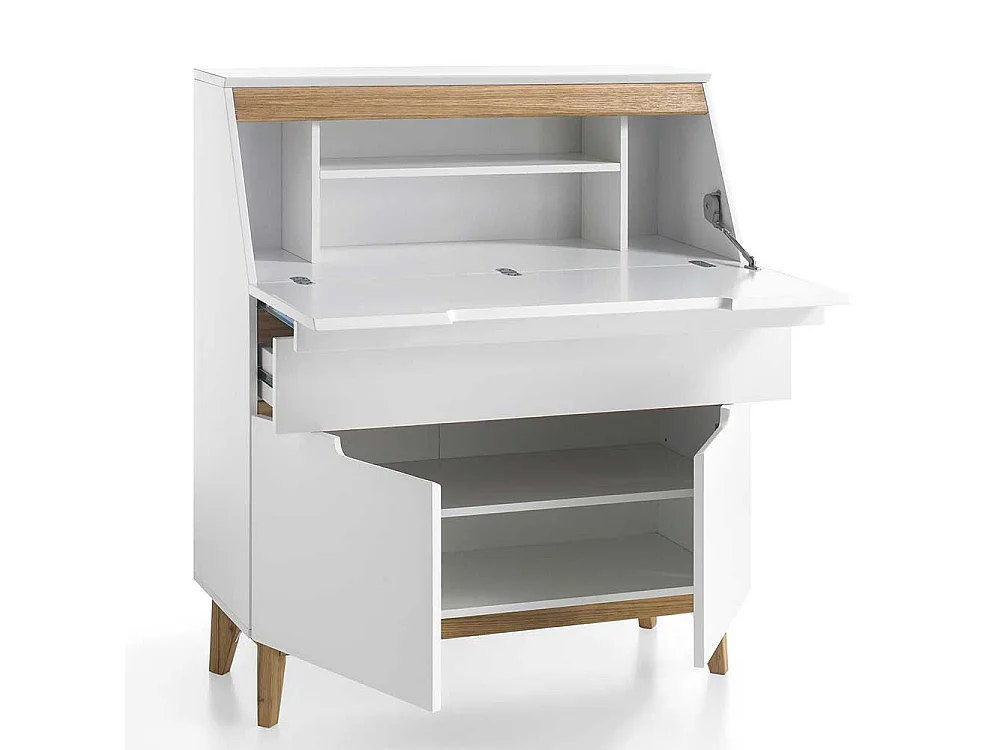 Kommode in Weiß Eiche als Sekretär