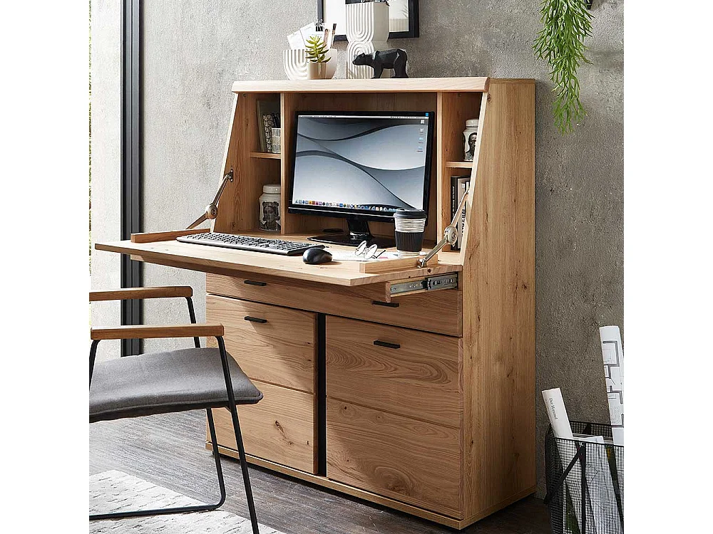 Schreibsekretär in Wildeichefarben Schreibklappe