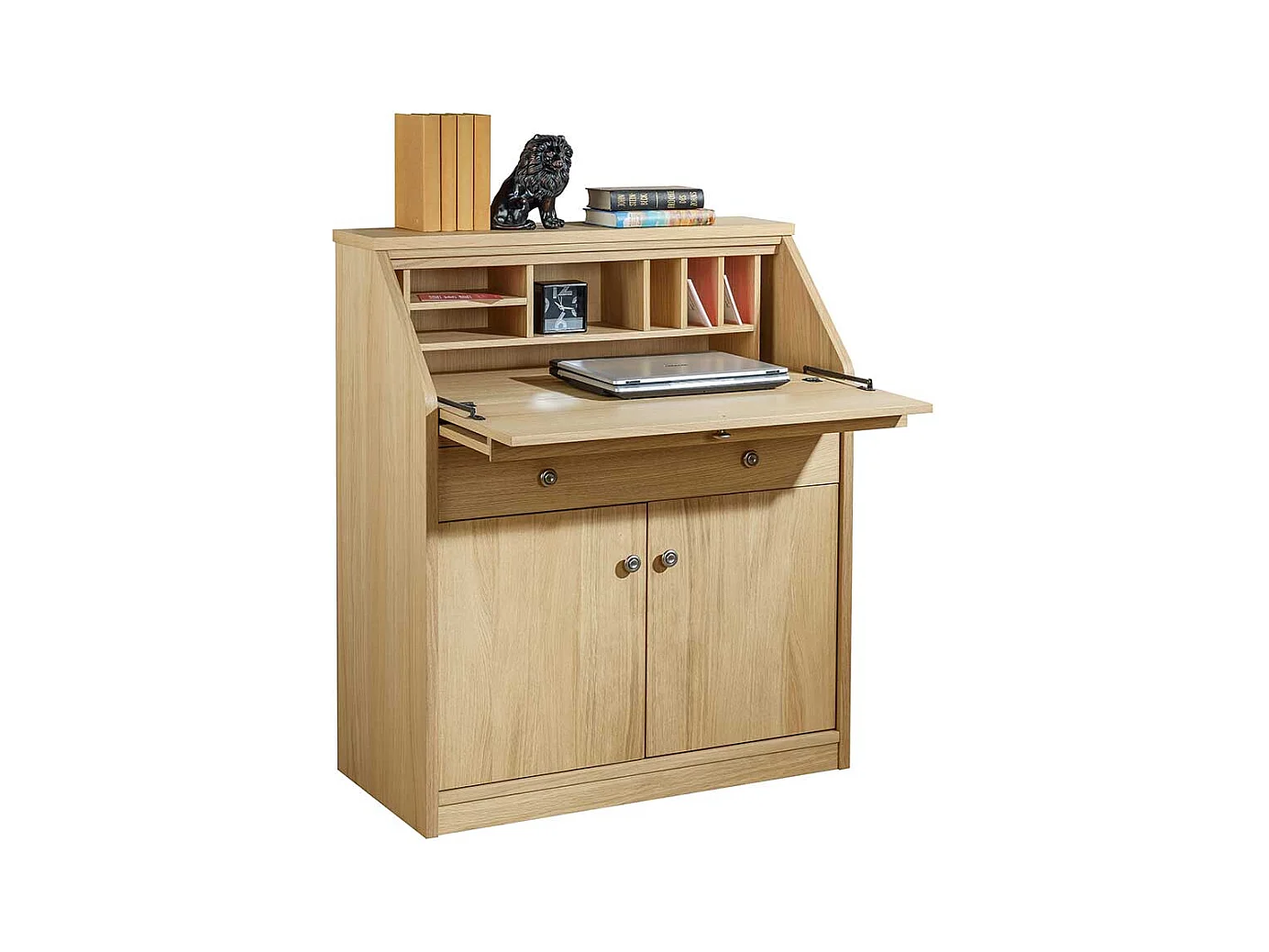 Schranksekretär mit Eiche furniert 2-türig