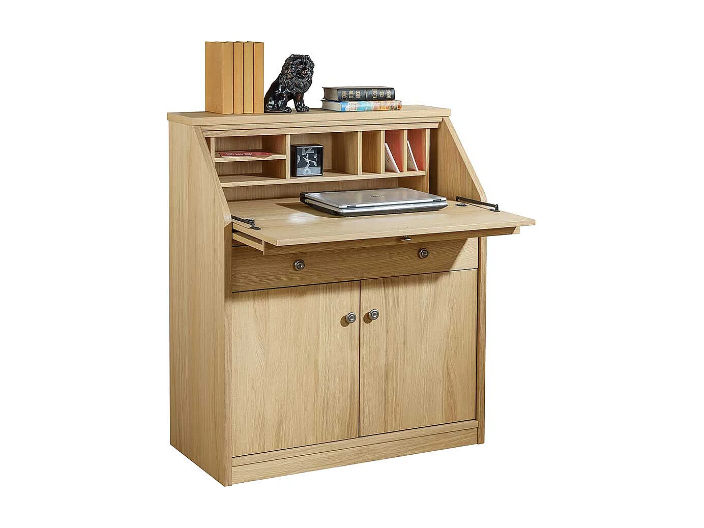 Schranksekretär mit Eiche furniert 2-türig