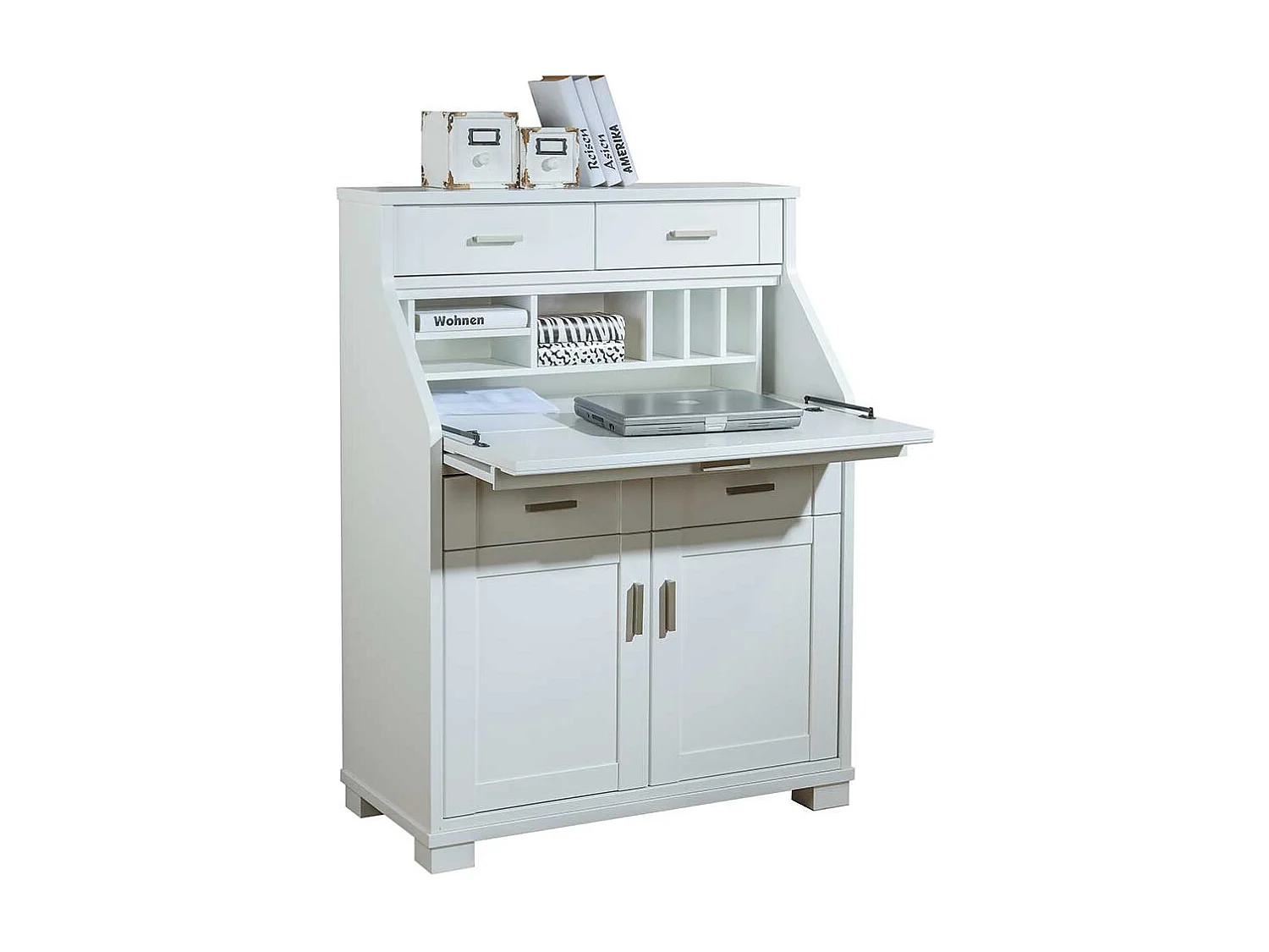 Computer Schrank in Weiß 85 cm breit