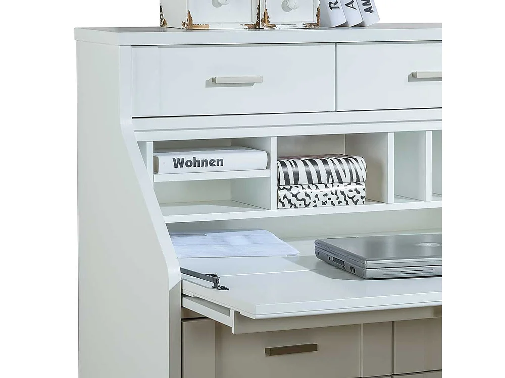 Computer Schrank in Weiß 85 cm breit