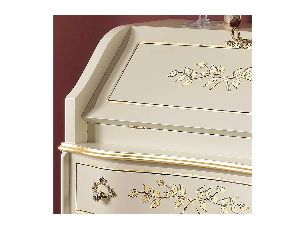 Barock Schreibsekretär in Weiß und Goldfarben verziert 75 cm breit